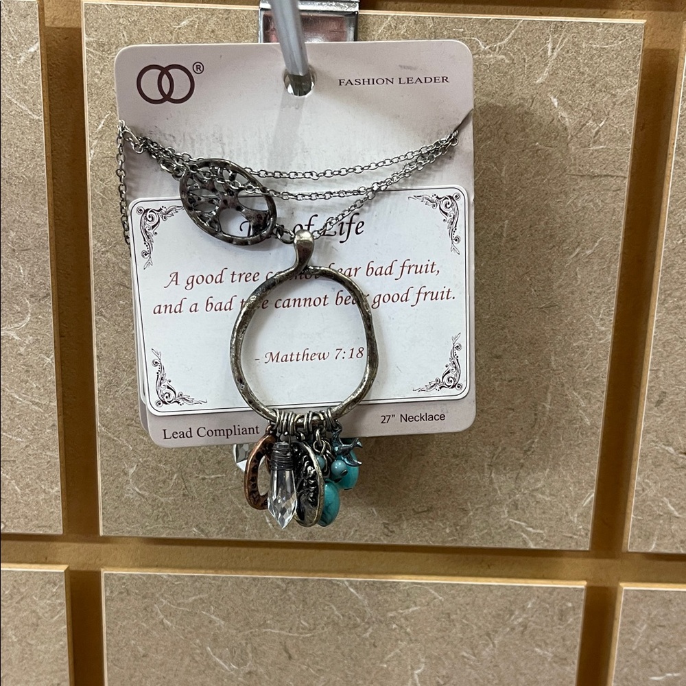 Silver Multi-Color Charm Necklace